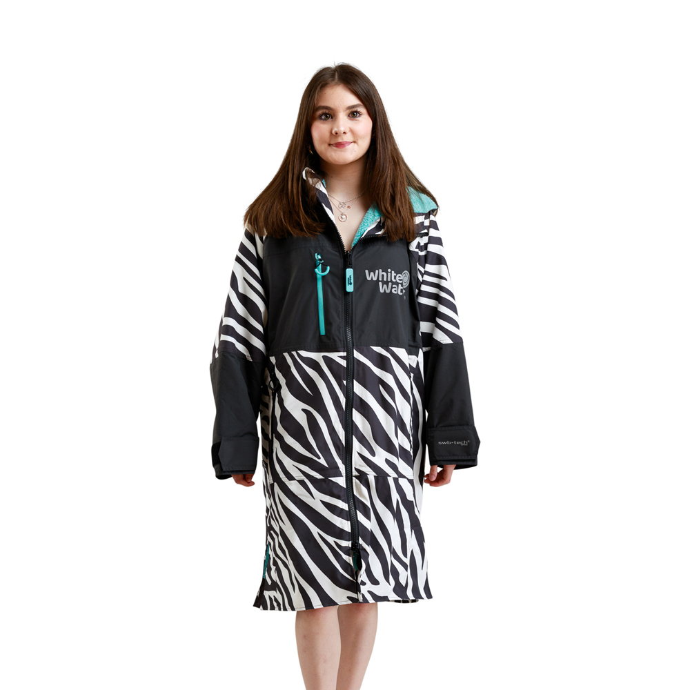 White Water Juniors Hard Shell Changing Robe Zebra Blue