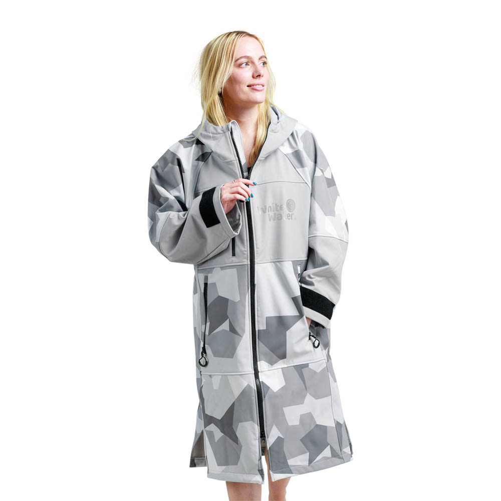 White Water Adults Soft Shell Changing Robe Arctic Camo Grey