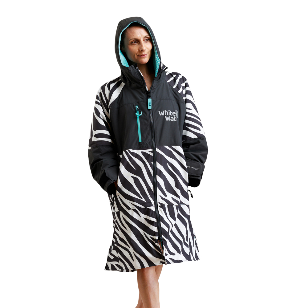 White Water Zebra Blue Changing Robe Poncho