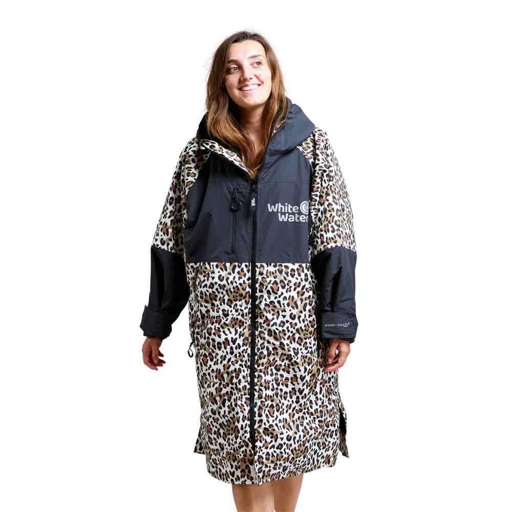 White Water Adults Hard Shell Changing Robe Leopard Black